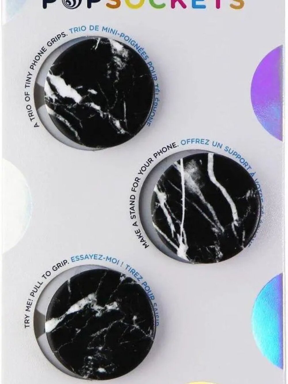 PopSockets PopMinis Mini Grips for Phones & Tablets (3 Pack) - Black Marble